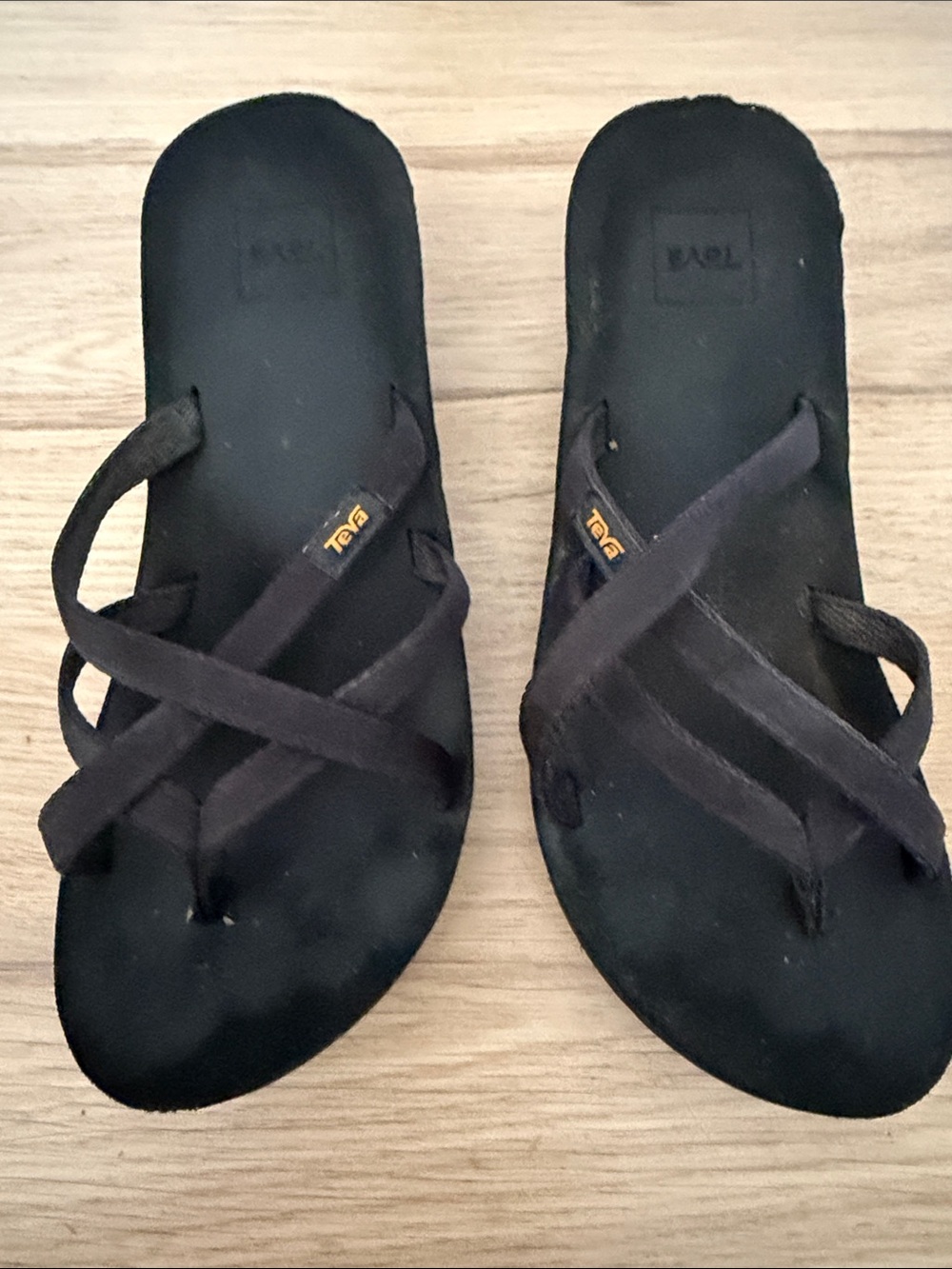 Teva Women's Black Strappy Toe-Loop Sandals